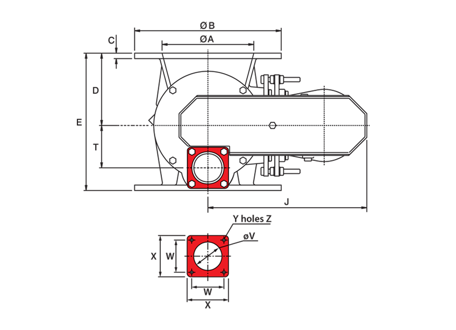 Blowthrough Seal Circular Technical Drawing