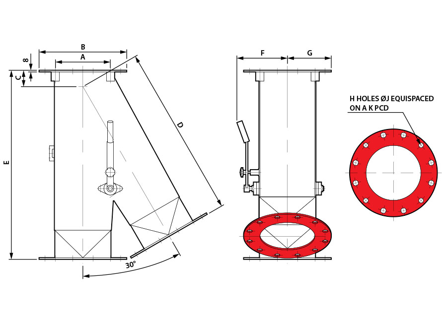 0x30 Round Manual Gravity Diverter Valve Diagram